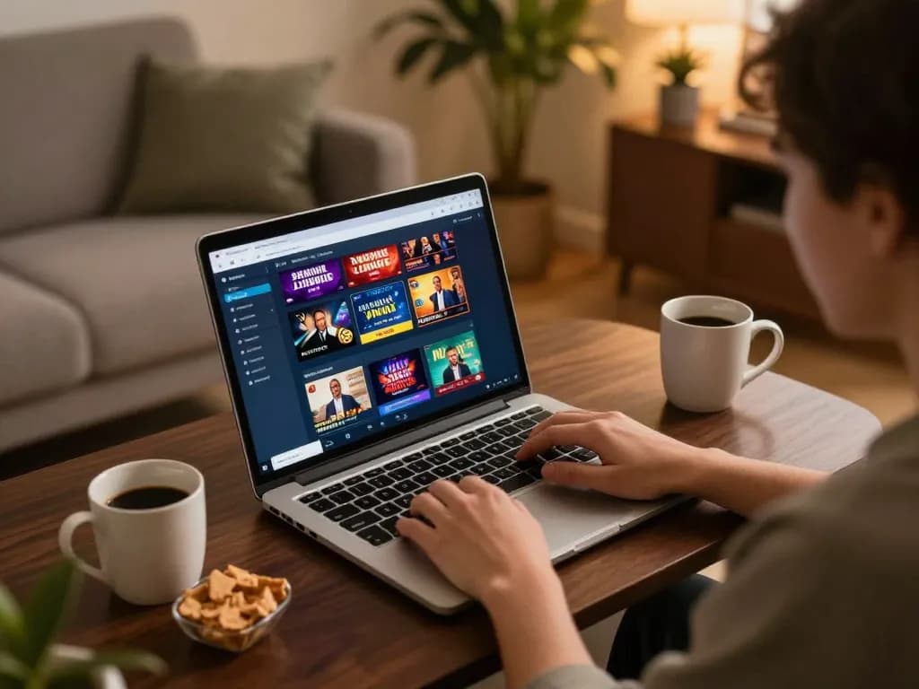 Engaging gameplay scene showcasing casino senza licenza adm on laptop at home with snacks and warm lighting.