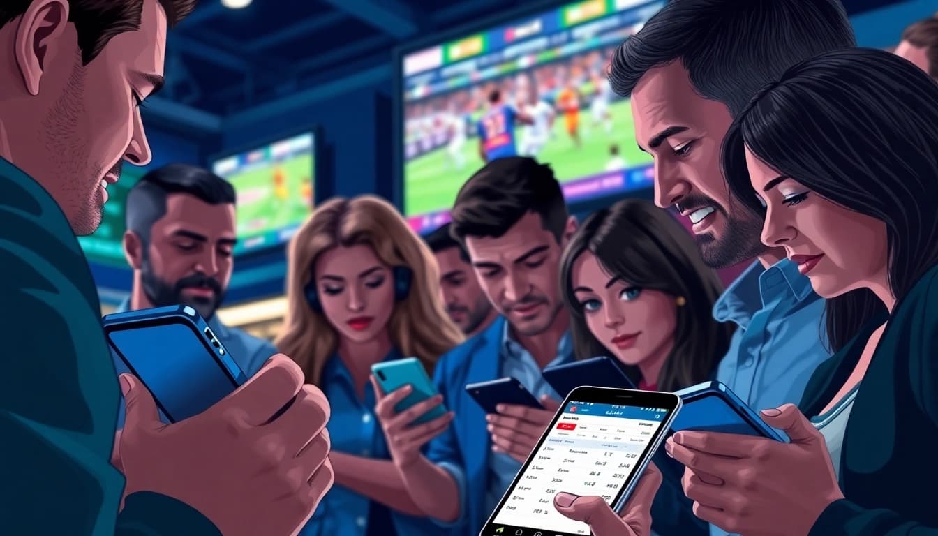 Engage in online sports betting Canada's vibrant scene featuring smartphones and live odds.