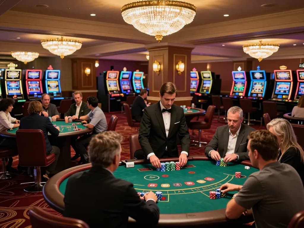 Players engaging in strategic gameplay at non gamstop casinos with vibrant casino atmosphere.