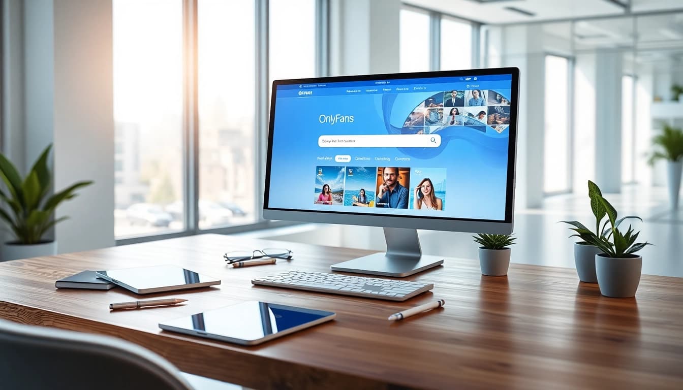 Tools for finding OnlyFans creators displayed in a modern digital workspace with inviting colors and professional atmosphere.