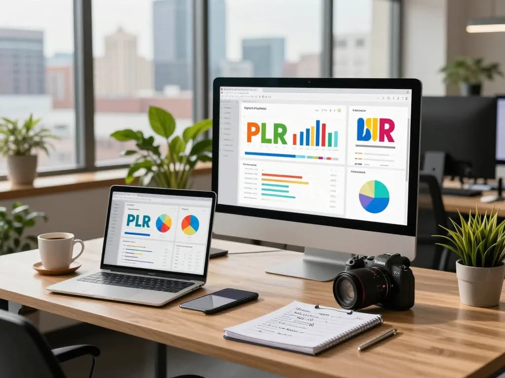 PLR Digital Products for Sale showcased in an engaging e-commerce workspace.