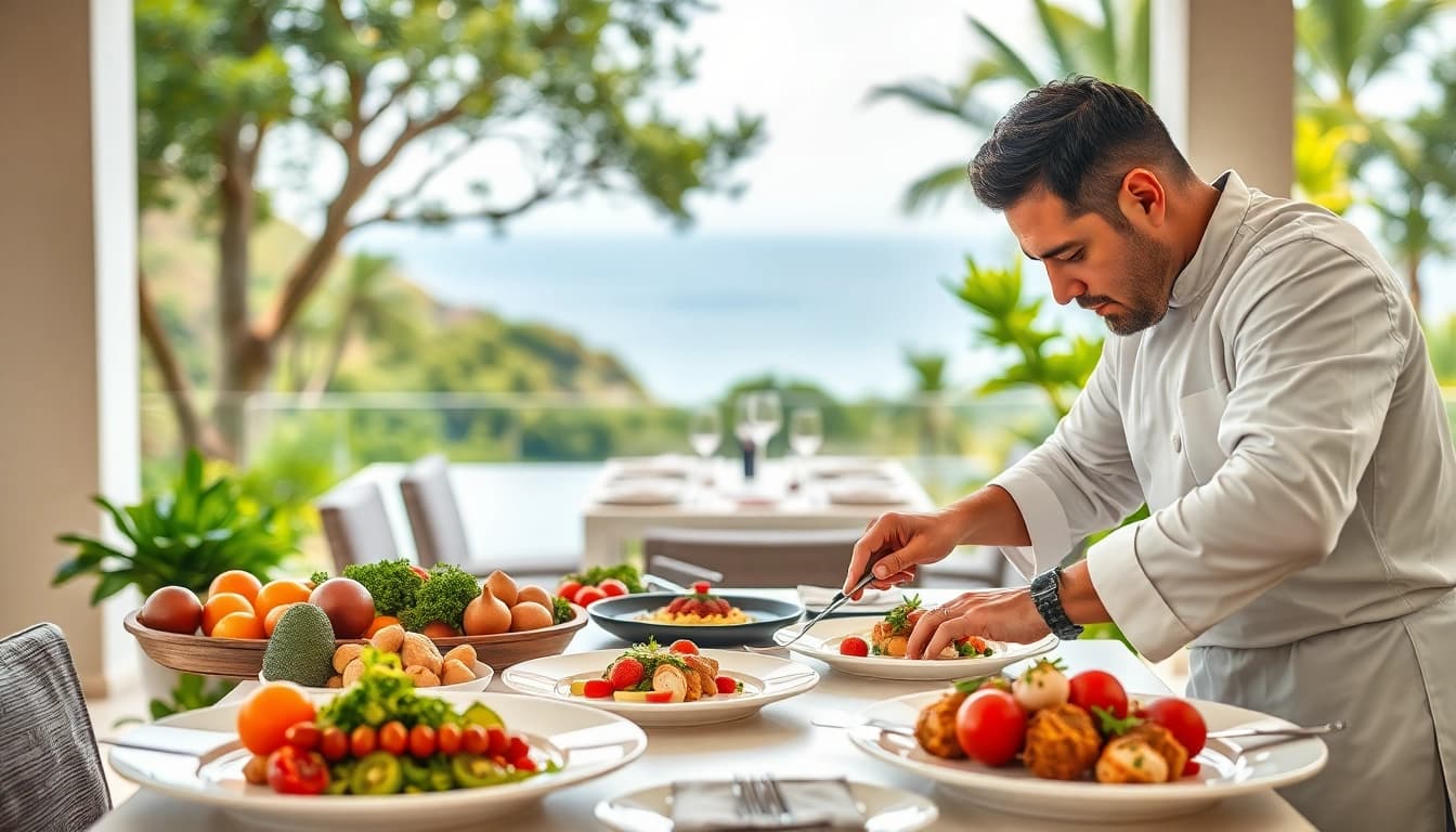 Experience the luxury of a private chef in sint maarten cooking exquisite meals in a beautiful villa.