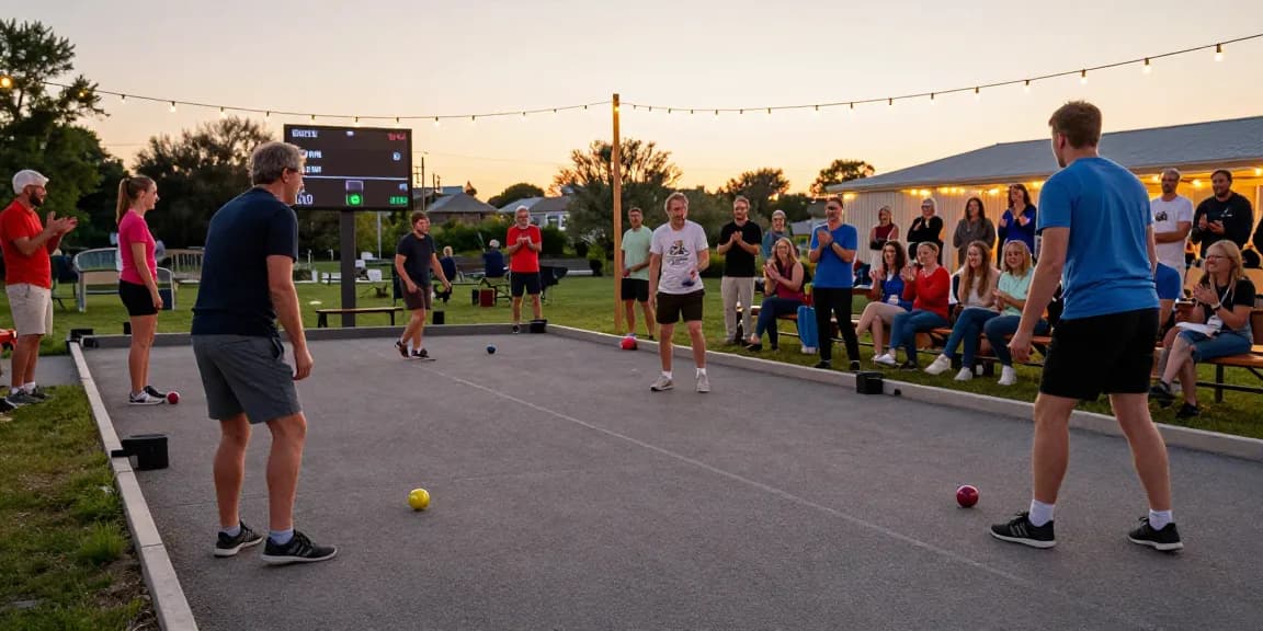 Kompetisi petanque di lapangan outdoor oleh fopikotatomohon.org yang menunjukkan semangat kebersamaan dan olahraga.