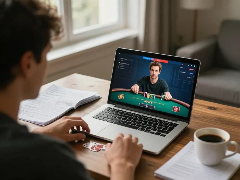Player strategizing in an online poker game, highlighting hidden wiki themes and responsible gaming.