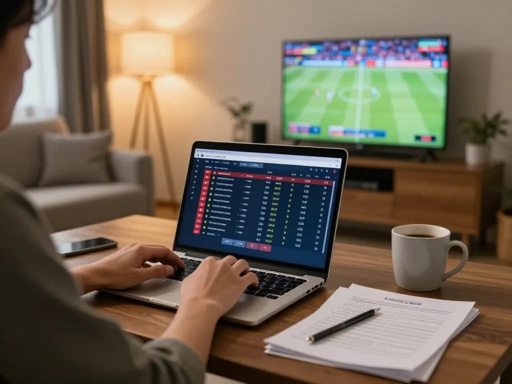 Bongdallu user engaging in online sports betting while analyzing live odds and strategies at home.
