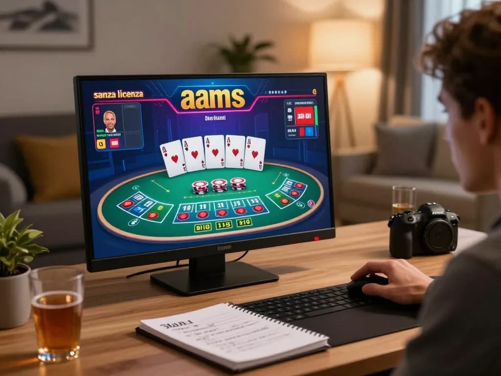 Player engaging with an online casino senza licenza aams, emphasizing gaming strategy and environment.