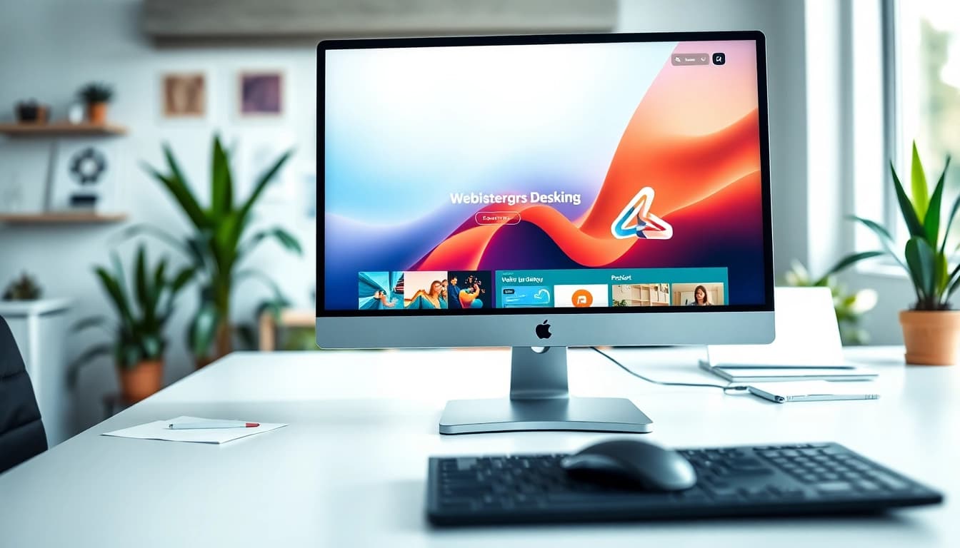 Marcel Hüsig präsentiert ein modernes Webdesign im kreativen Büro.