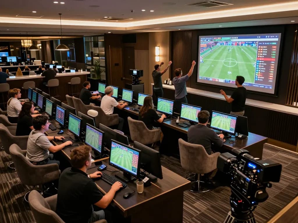 Patrons at nhandinhkeonhacai actively placing bets on a vibrant sports betting screen