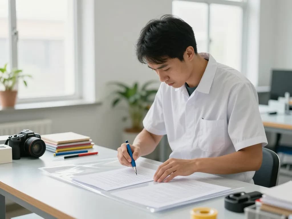 gỡ ép plastic hà nội with an expert technician carefully removing plastic lamination in a bright workshop, emphasizing professionalism and document care.