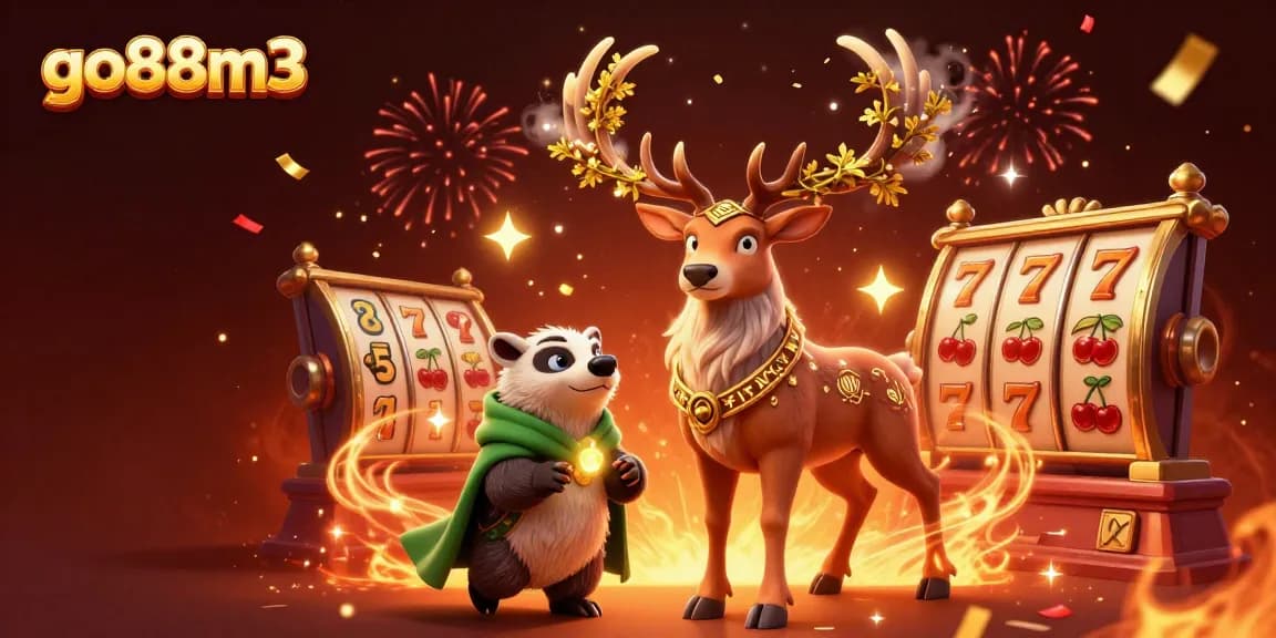 Experience thrilling gameplay with go88m3's vibrant slot reels and animated casino elements.