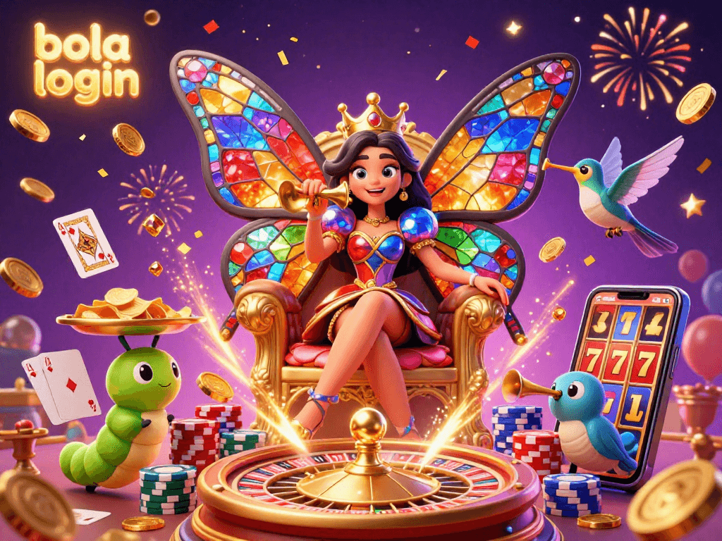 Bola login unlocks excitement with vibrant casino elements, colorful chips, and animated game features.