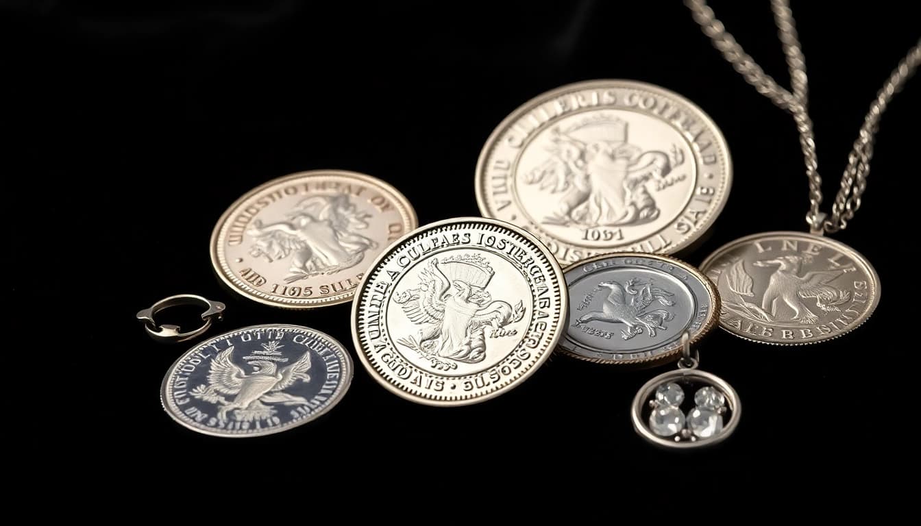 Vendi compro argento attraverso una bella collezione di monete e gioielli argentati.