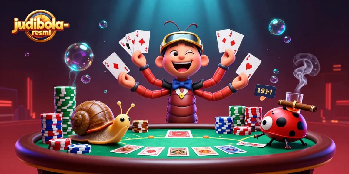 Experience thrilling gameplay at judibola-resmi with dynamic cartoon characters and casino elements.