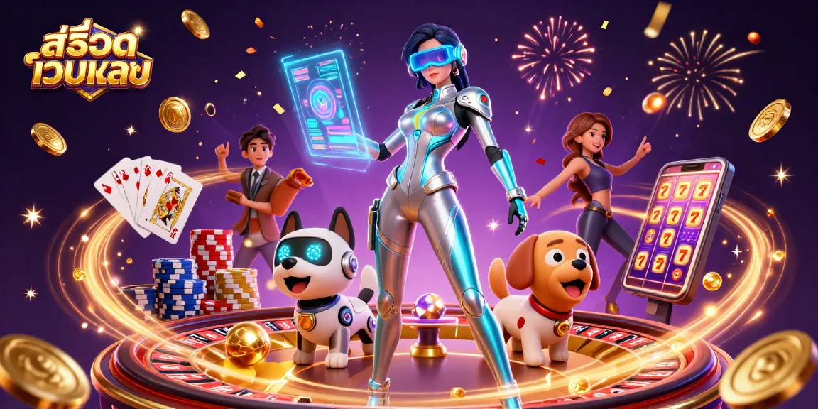 Engage with สล็อตเว็บตรง in a vibrant casino illustration featuring advanced gaming elements.