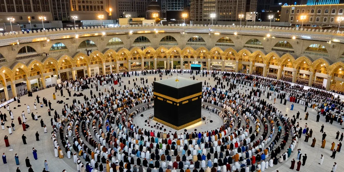 Enjoying Umroh Ramadhan pilgrimage experience at the Grand Mosque during Ramadan.