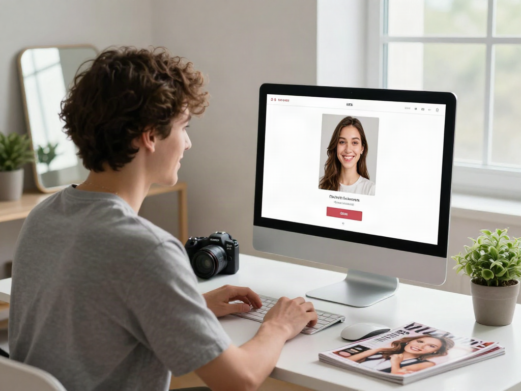 Test attractiveness results displayed on a computer screen in a cozy home office.