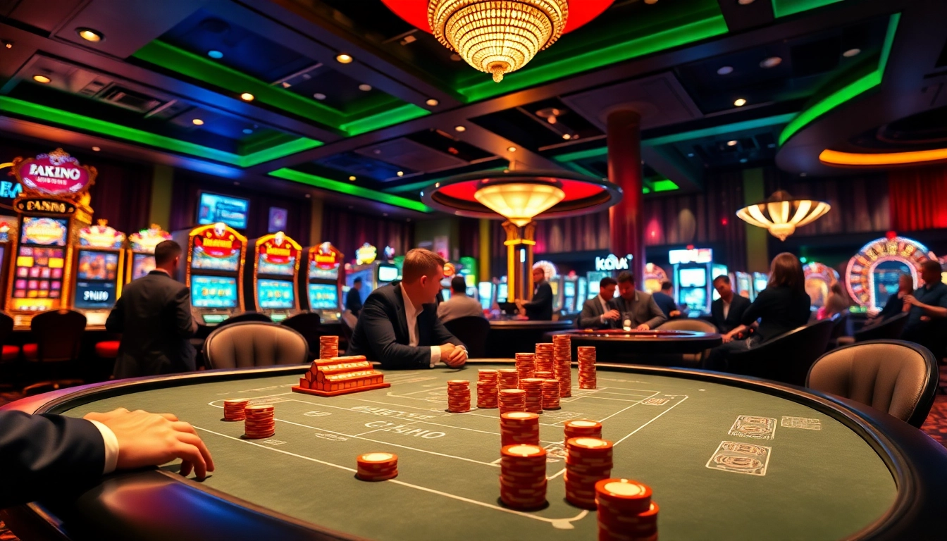 Découvrez l'excitation des meilleurs casinos en ligne avec des joueurs à une table de poker à enjeux élevés.