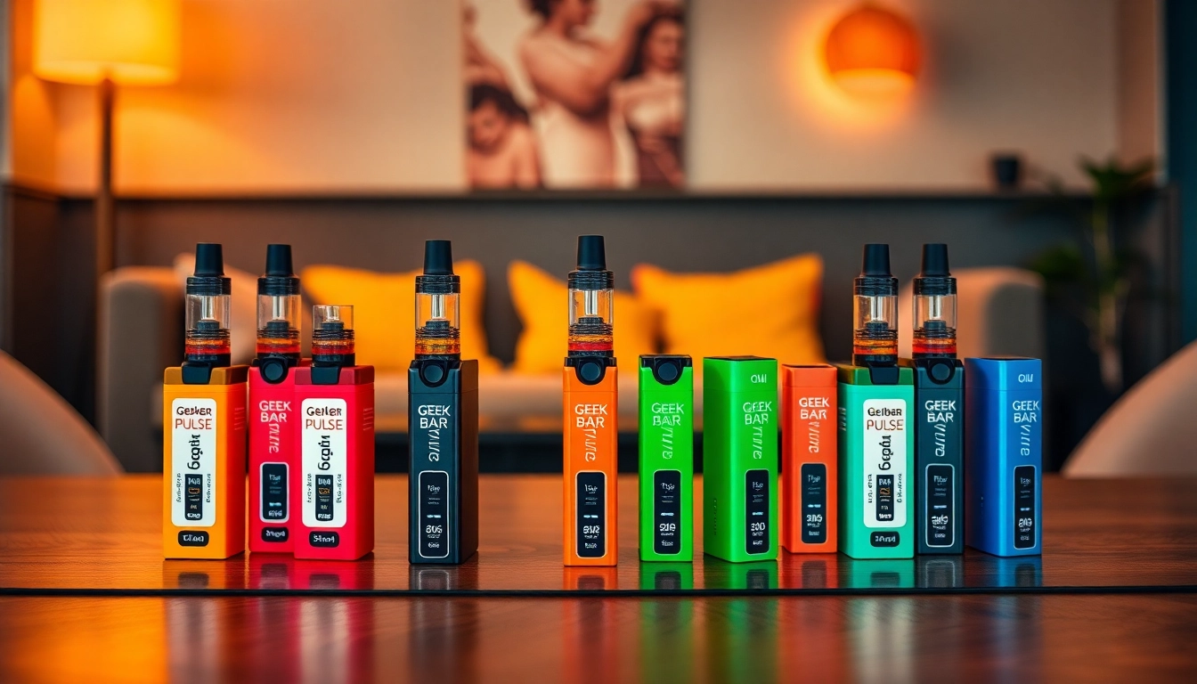 Experience the variety of geek bar pulse flavors with colorful disposable vape devices.