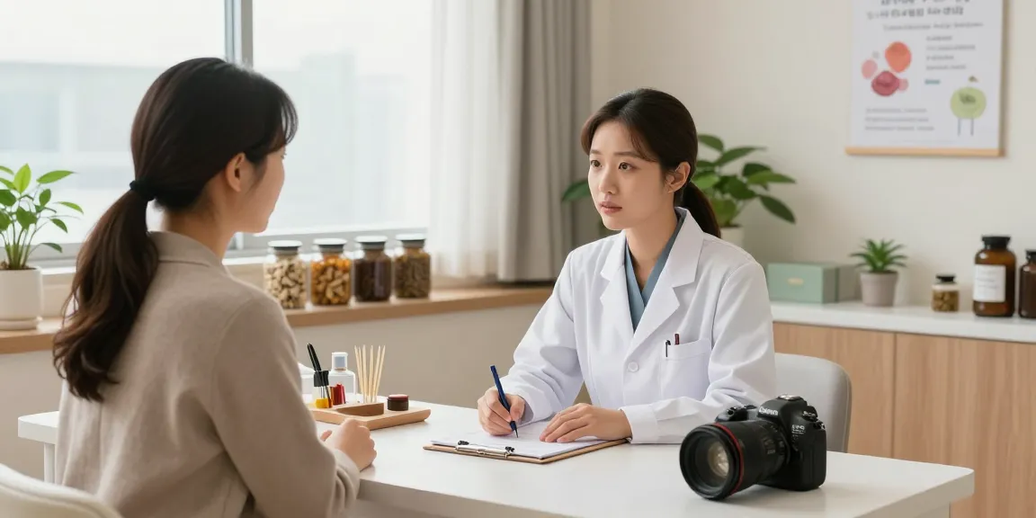 Consultation in 수원한의원 with compassionate practitioner and patient, highlighting holistic health.