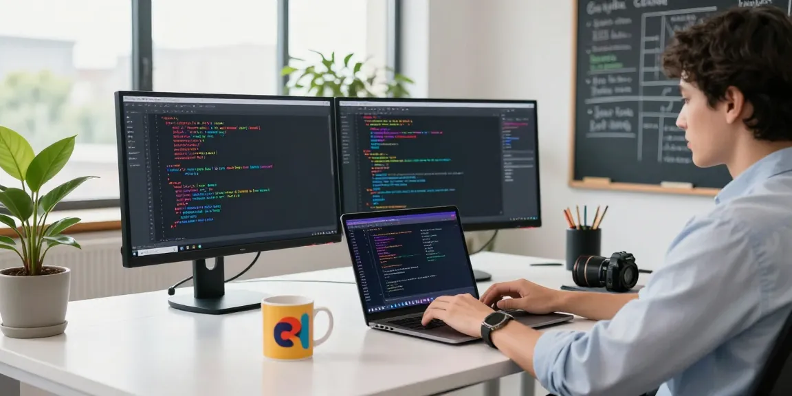 Dynamic workspace showcasing a developer working on 纸飞机中文版 in a modern office.