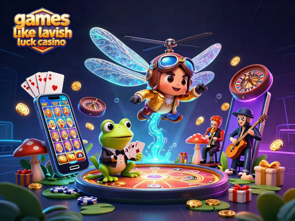 Spin, win, and explore games like Lavish Luck Casino with vibrant casino scenes!