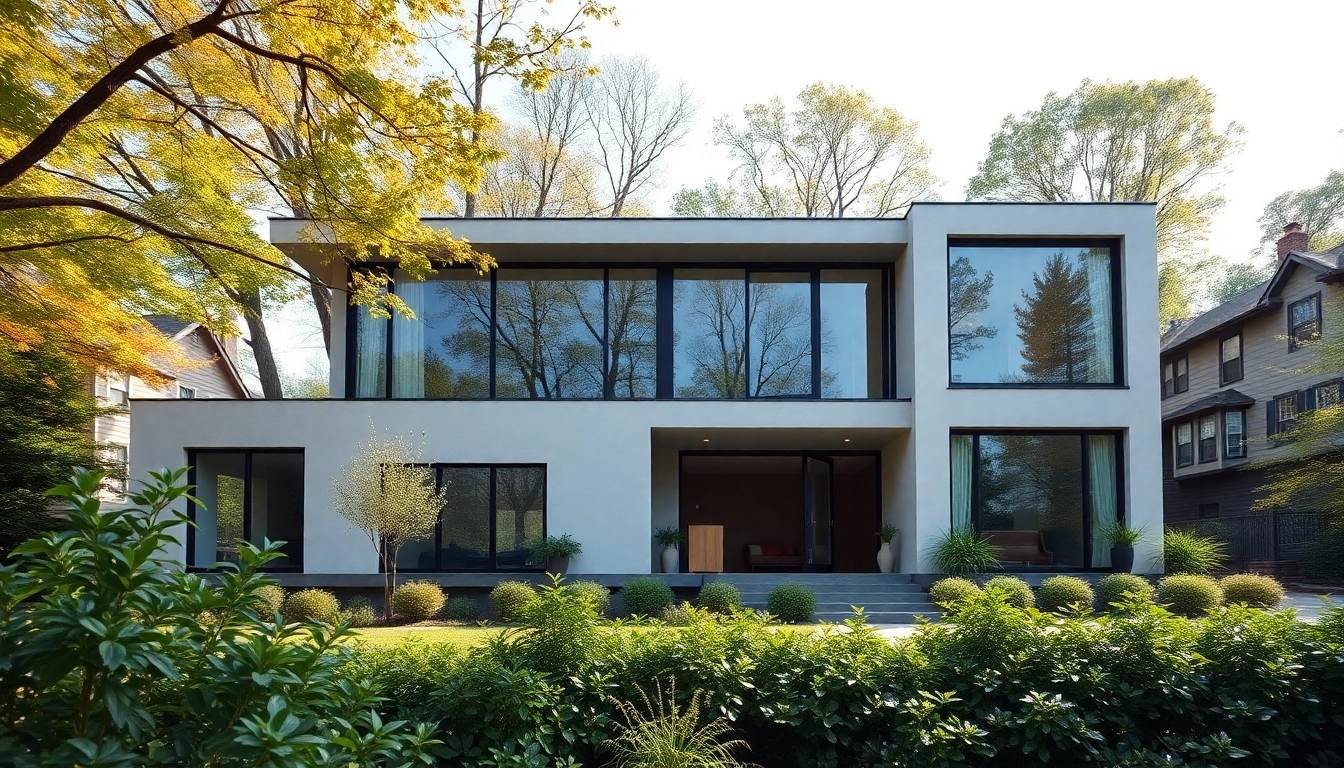 Visual representation of a Residential Architect Boston project, highlighting modern home design and lush landscaping.
