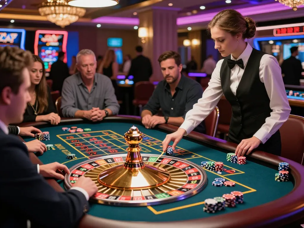 Rasakan kegembiraan bertaruh di meja roulette Paris888 dengan permainan yang cerah dan pemain yang fokus.