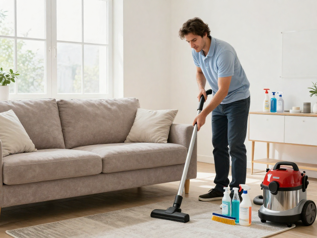 Profesjonalne czyszczenie tapicerki przez Panda Cleaner w jasnym salonie