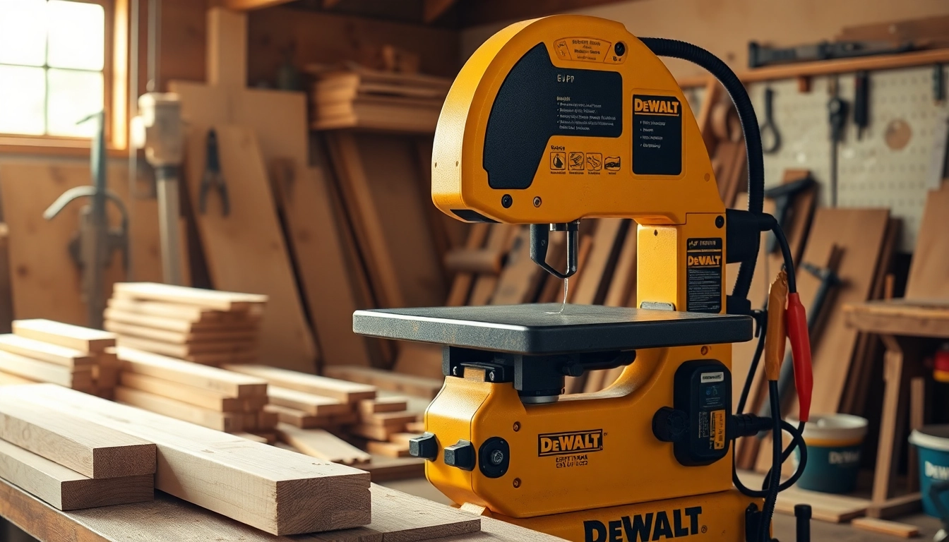 Craft a precise cut with the DeWalt band saw, showcasing its powerful design and exceptional performance.