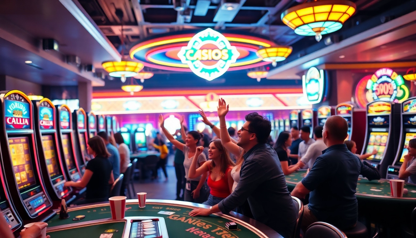 Neue casino bonus ohne einzahlung zeigt Spieler, die aufregende Gewinne im Casino feiern.