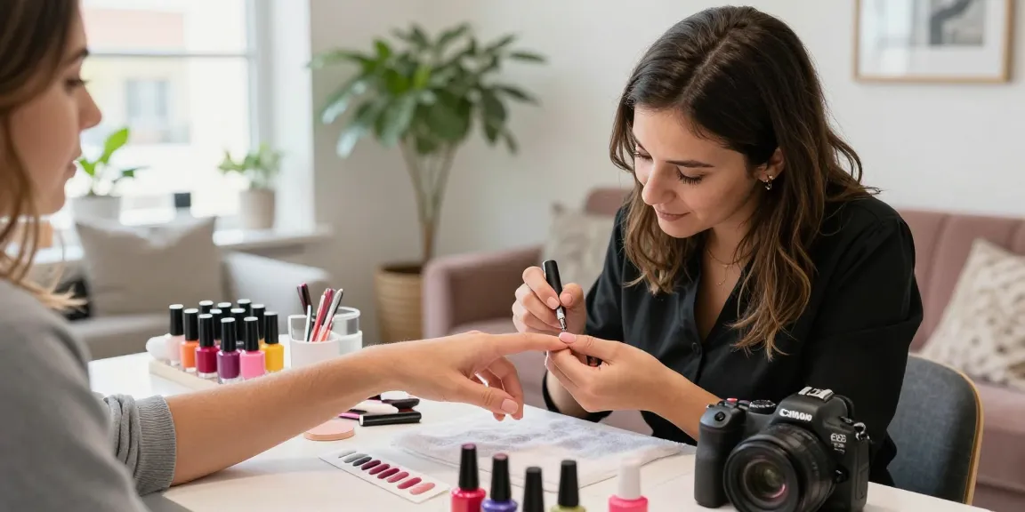Aplicarea ojei semipermanente într-un salon de beauty modern cu culori vibrante de lac.