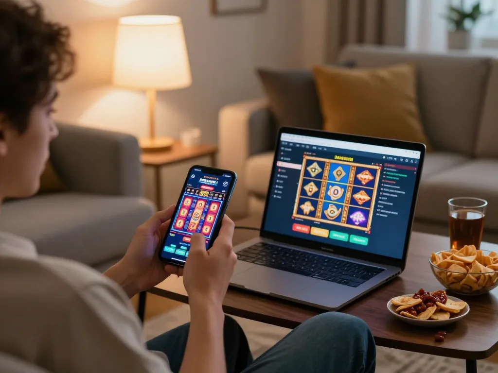 Engaging in a winning strategy on BK8 app while relaxing at home