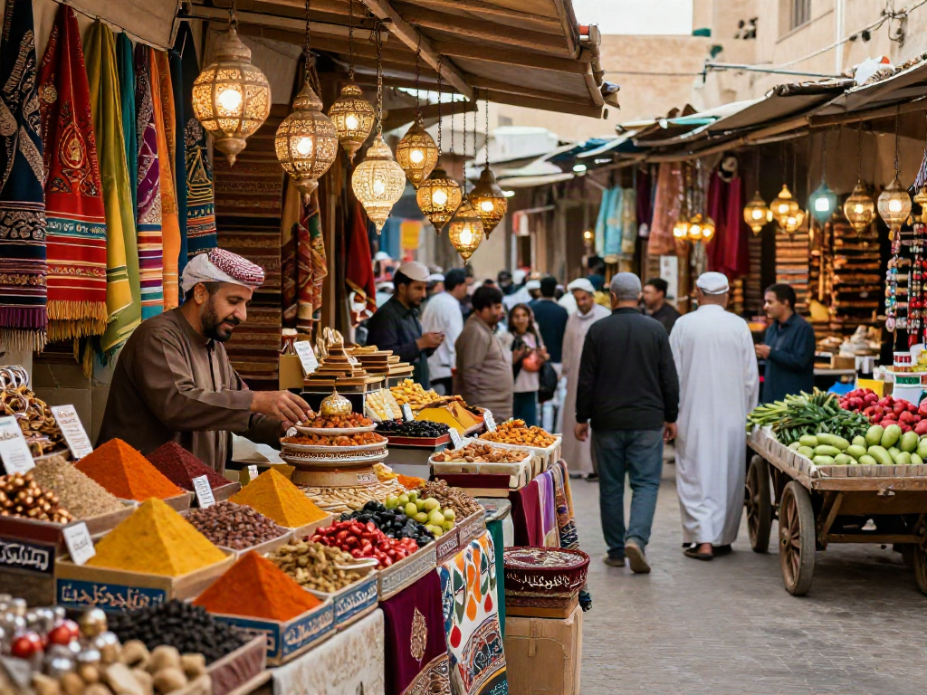 تجربة قھوجي في سوق تقليدي مليء بالألوان والأنشطة.