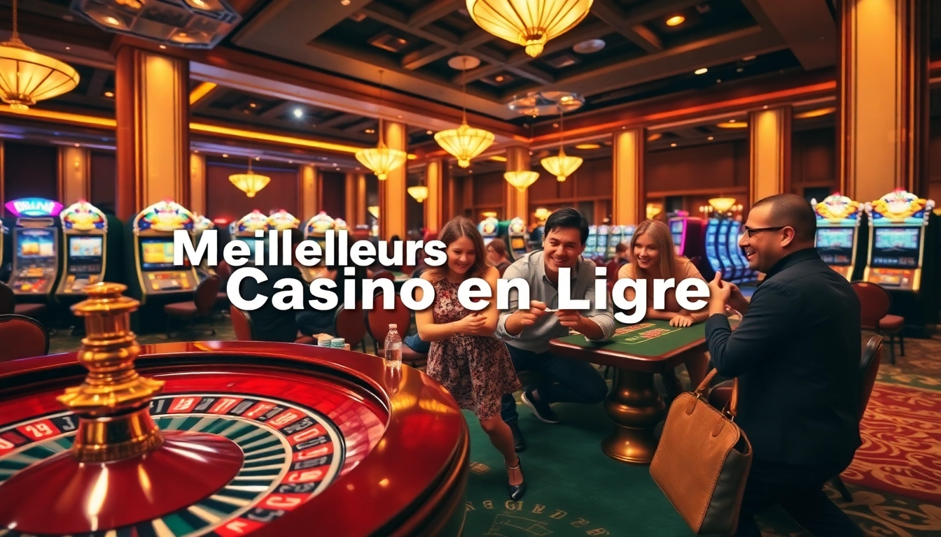 Découvrez l'excitation des meilleurs casinos en ligne avec des joueurs à une roulette dans un cadre luxueux.