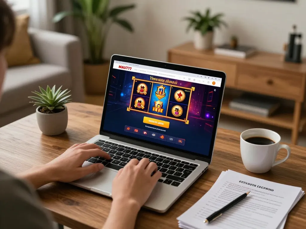 Bergabung dalam permainan online di layar login MAU777 dengan catatan strategi, suasana rumah yang nyaman