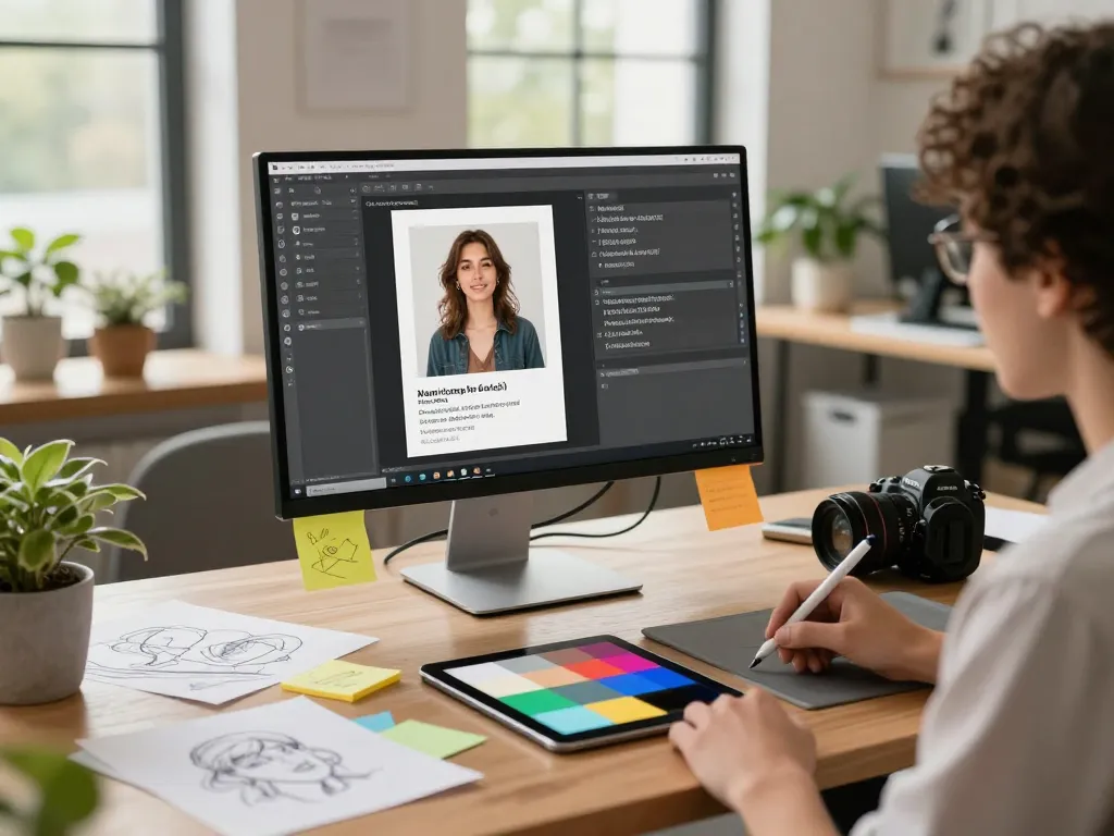 Generating image to prompt ai in a modern workspace with vibrant elements.