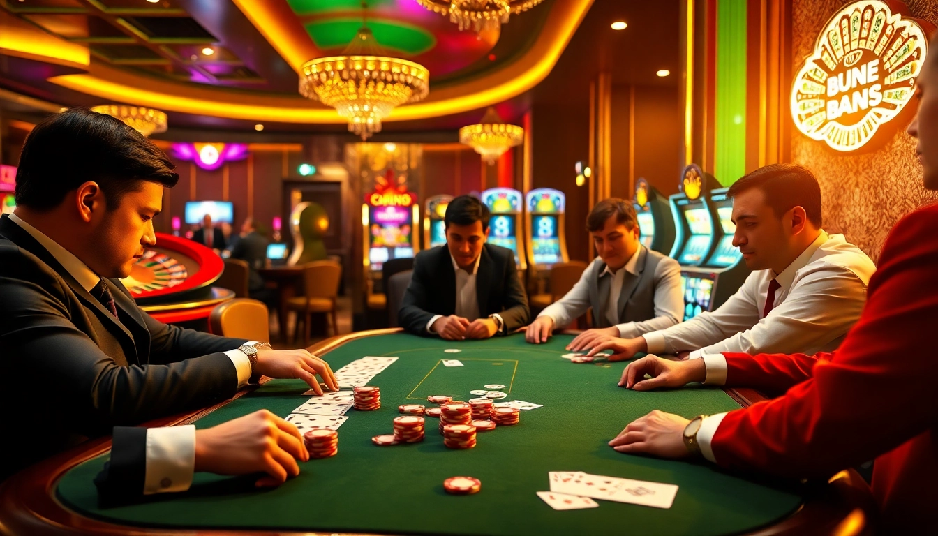 Découvrez l'excitation des meilleurs casino en ligne avec une partie de poker dynamique dans un cadre luxueux.
