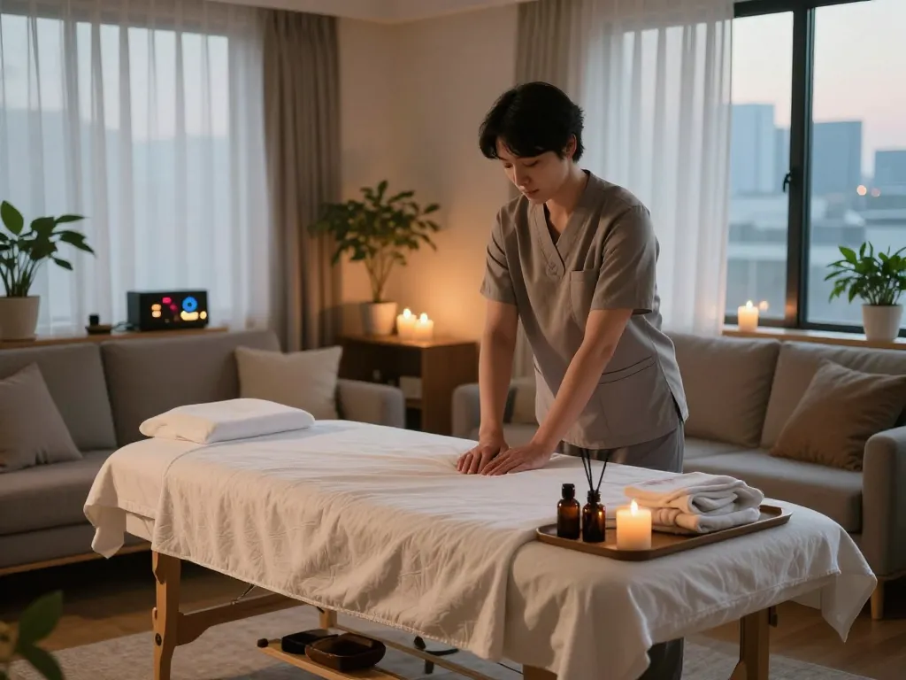 편안한 요소가 가득한 고요한 가정 환경에서 제공되는 인천출장안마 서비스 설정.