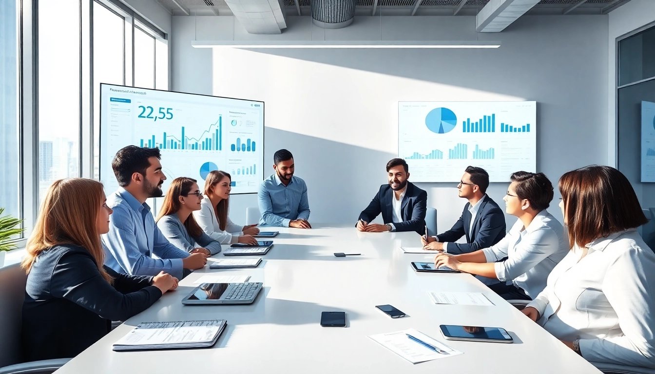 AI assistant for enterprise teams facilitating teamwork in a modern office setting with diverse professionals.