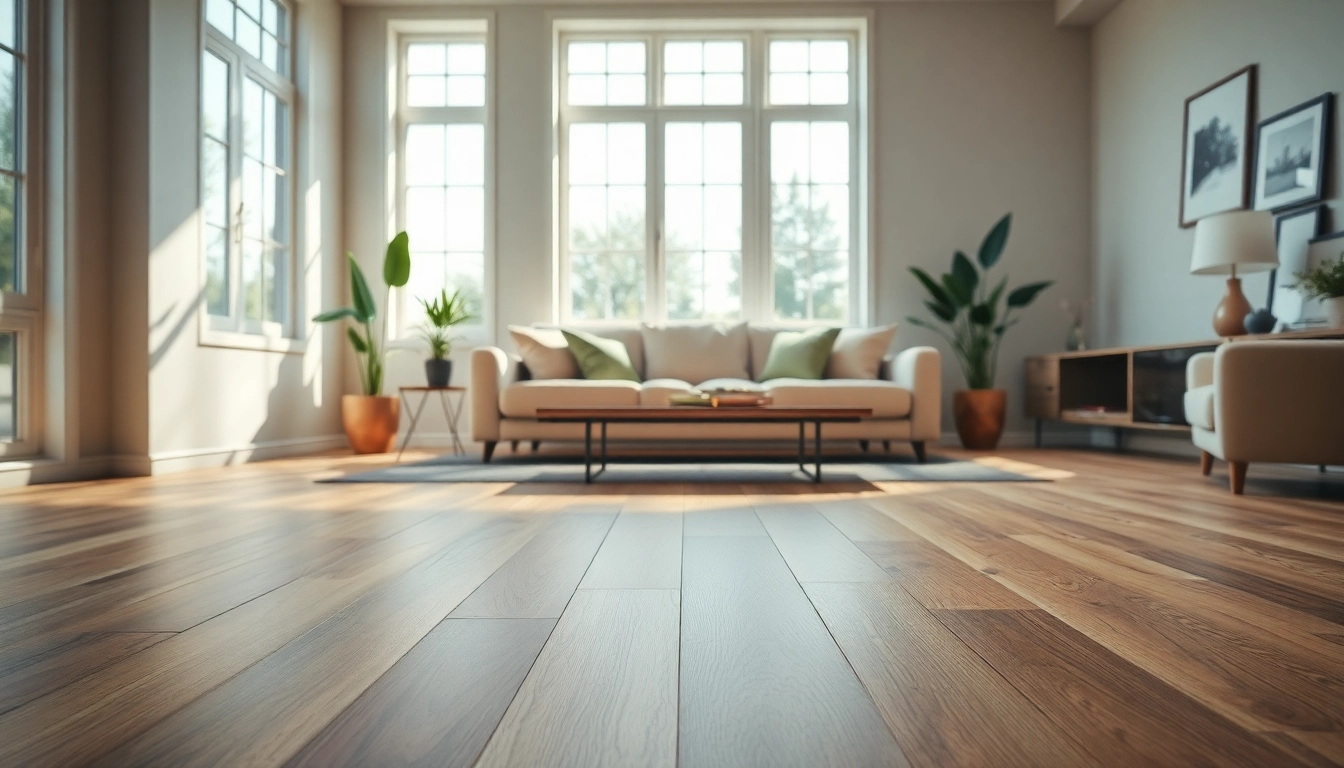 Luxurious vinyl flooring shining in a bright living room setting, showcasing its elegance and durability.