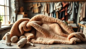 Voel de fleece stof in verschillende texturen op een werkbank vol creativiteit.