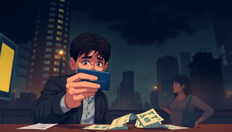 카드깡 거래 중 현금을 주고받는 상황을 표현한 일러스트