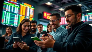 Engaged bettors analyzing odds in a vibrant sports betting Mexico environment.