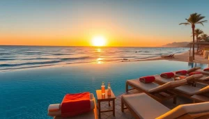 Enjoying luxurious amenities at all-inclusive resorts Cabo with vibrant sunset views.