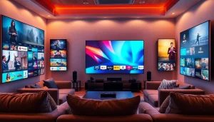 Watching diverse channels on iron tv in a modern streaming setup with ambient lighting.