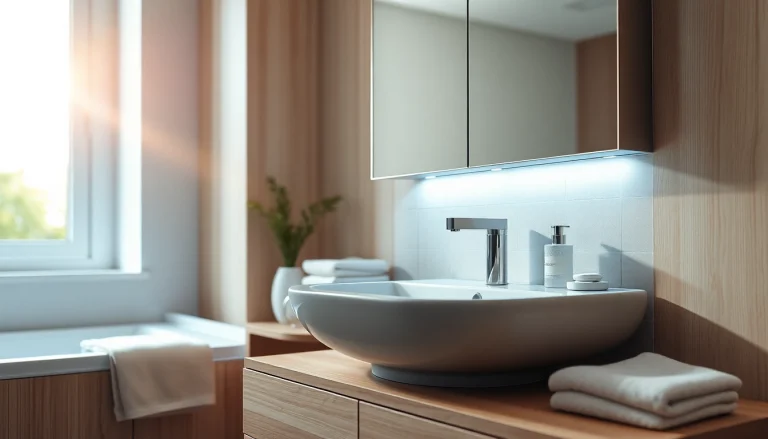 Practical spiegelschrank led mit elegantem Design und integrierter Beleuchtung im Bad.