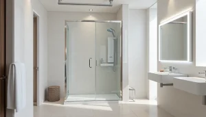 Admire the sirhona fr bathroom designs featuring modern shower cabins and LED mirrors.