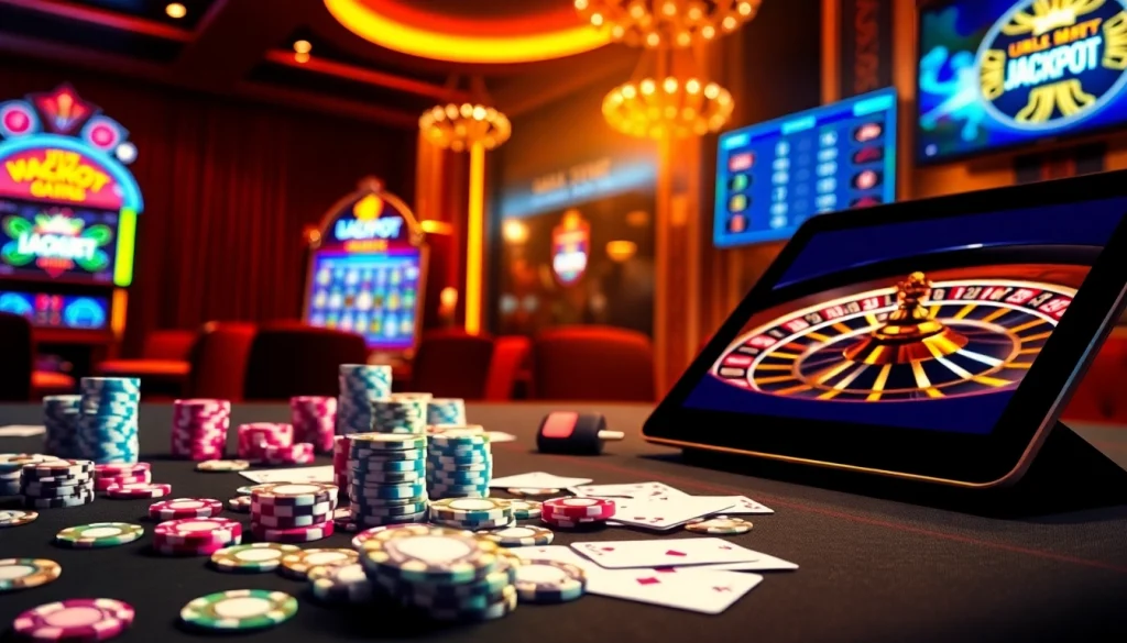 Experience exhilarating gameplay at https://uu88ae.com/ with vibrant poker chips and a dazzling roulette wheel.