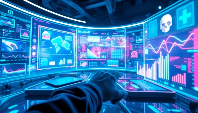 Futuristic digital workspace illustrating nano banana 2 AI technology with holographic displays.