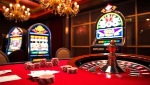 Experience thrilling action at go8 with vibrant casino tables and luxury gaming elements.